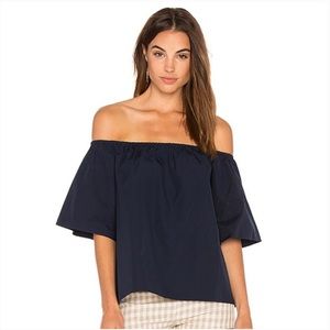 Alice + Olivia Crosby Off-The-Shoulder Open Back Cotton Top